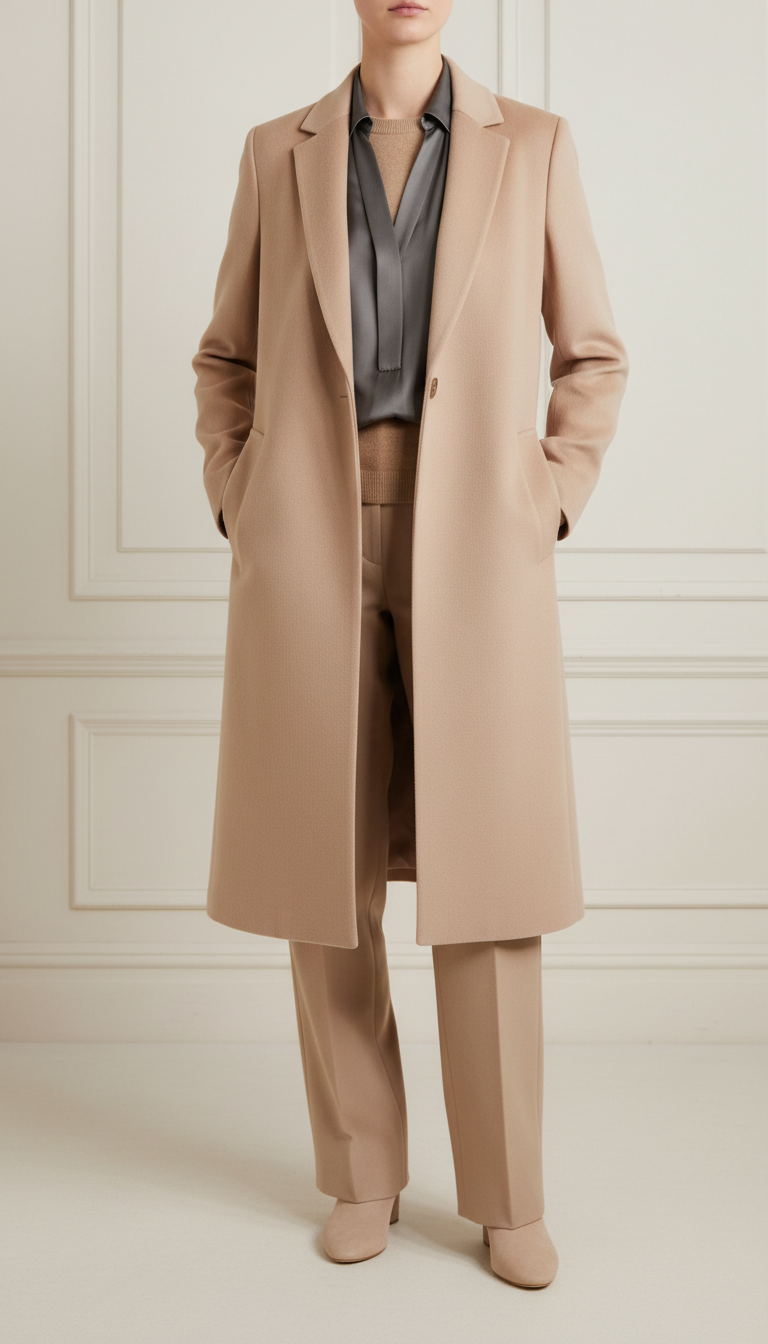 Sandstone Tailored Wool Coat